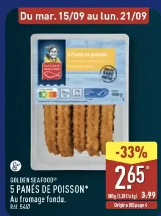 Golden Seafood 5 Panés de Poisson Au fromage fondu