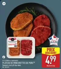 ST-CLÉMENT LE BOUCHER® PLATEAU DE MINCERETTES DE PORC Saveurs curry & tex-mex.