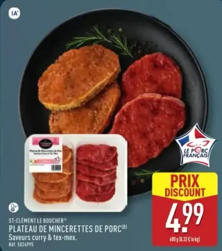 ST-CLÉMENT LE BOUCHER® PLATEAU DE MINCERETTES DE PORC Saveurs curry & tex-mex.