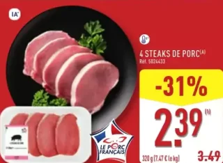 4 STEAKS DE PORC