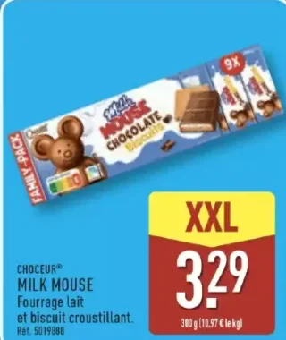 CHOCEUR® MILK MOUSE Fourrage lait et biscuit croustillant.