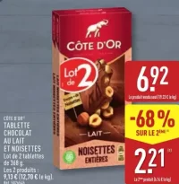 Côte d'Or Tablette chocolat au lait et noisettes