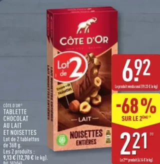 Côte d'Or Tablette chocolat au lait et noisettes