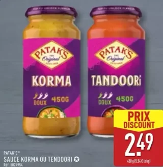 Sauce Korma ou Tandoori Patak's