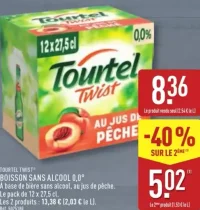Tourtel Twist Boisson sans alcool 0,0° au jus de pêche