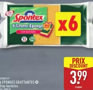 Spontex 6 Éponges Grattantes Stop-bactéries