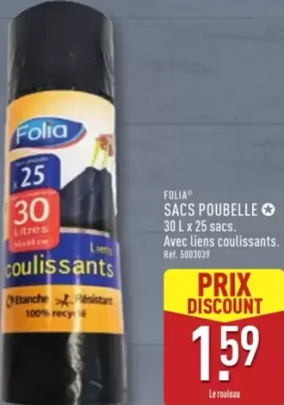 Folia Sacs Poubelle 30 L x 25 sacs