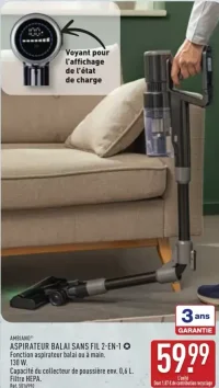 AMBIANO Aspirateur balai sans fil 2-en-1