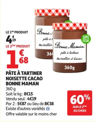 Pâte à tartiner noisette cacao Bonne Maman
