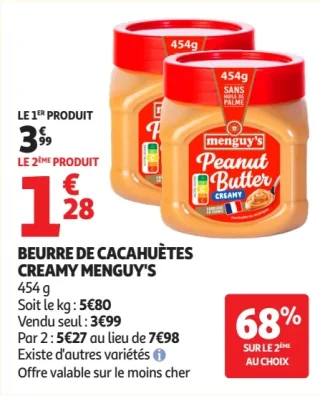 Beurre de cacahuètes creamy Menguy's