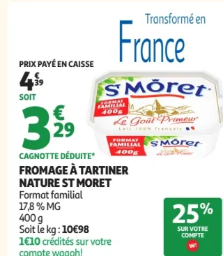 Fromage à tartiner nature St Moret