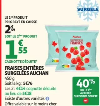Fraises entières surgelées Auchan