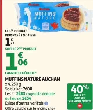 Muffins nature Auchan