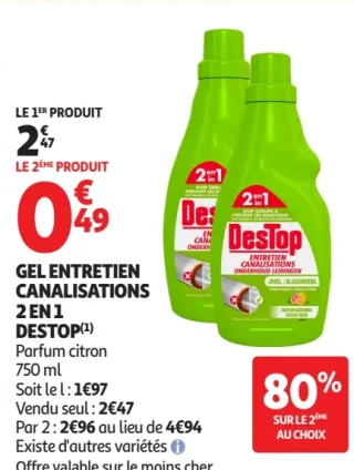 Gel entretien canalisations 2 en 1 Destop