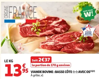 Viande Bovine : Basse Côte avec os