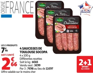 4 saucisses de Toulouse Socopa