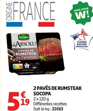 2 pavés de rumsteak Socopa