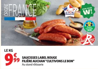 Saucisses Label Rouge Filière Auchan "Cultivons Le Bon"