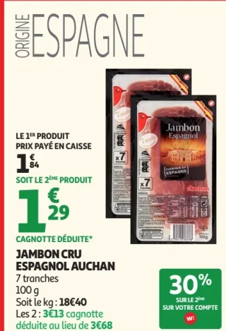 Jambon Cru Espagnol Auchan