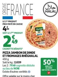 Pizza Jambon de Dinde et Fromages Rhéghalal