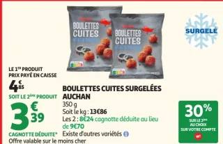 Boulettes cuites surgelées Auchan