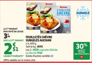 Feuilletés chèvre surgelés Auchan