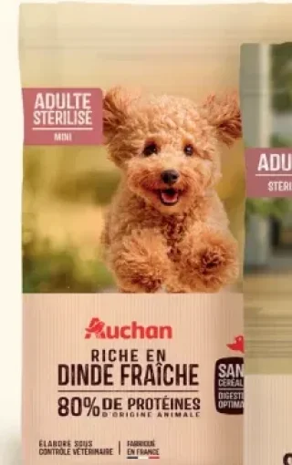 Croquettes pour chien Adulte Stérilisé Mini Riche en dinde fraîche Auchan