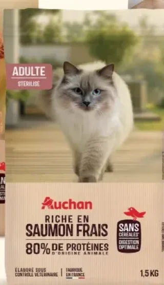 Croquettes pour chat Adulte Stérilisé Riche en saumon frais Auchan