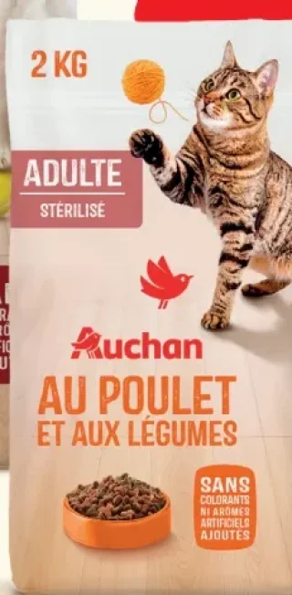 Croquettes pour chat Adulte Stérilisé Au Poulet et aux Légumes Auchan