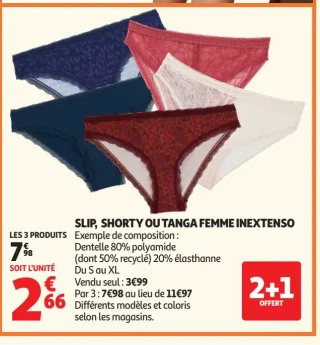 Slip, Shorty ou Tanga femme Inextenso