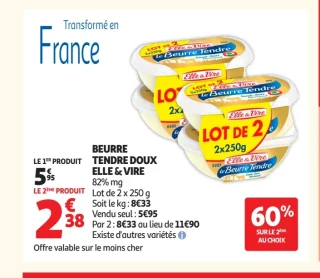Beurre tendre doux Elle & Vire 82% mg