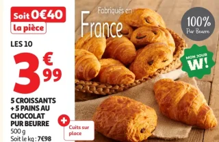 5 Croissants + 5 pains au chocolat pur beurre