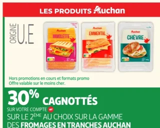 Gamme des fromages en tranches Auchan