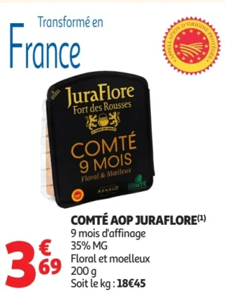 Comté AOP Juraflore 9 mois d'affinage