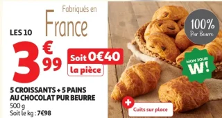 5 Croissants + 5 pains au chocolat pur beurre