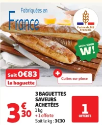 3 Baguettes saveurs achetées