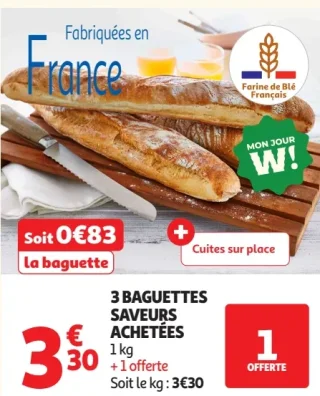 3 Baguettes saveurs achetées