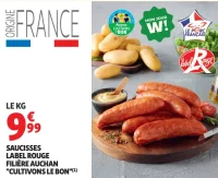 Saucisses Label Rouge Filière Auchan "Cultivons le bon"