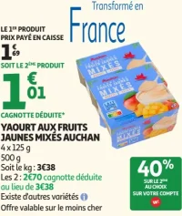 Yaourt aux fruits jaunes mixés Auchan