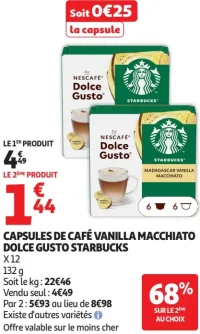 Capsules de café Vanilla Macchiato Dolce Gusto Starbucks