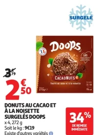 Donuts au cacao et à la noisette surgelés Doops