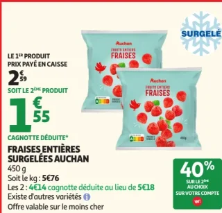 Fraises entières surgelées Auchan