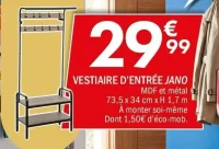 Vestiaire d'entrée Jano MDF et métal