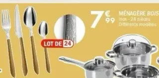 Ménagère bois 24 pièces