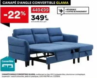 CANAPÉ D'ANGLE CONVERTIBLE GLAMA