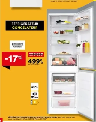 RÉFRIGÉRATEUR CONGÉLATEUR EN BAS HOTPOINT ARISTON H8A2ES