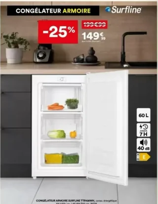 CONGÉLATEUR ARMOIRE SURFLINE TTR108WH