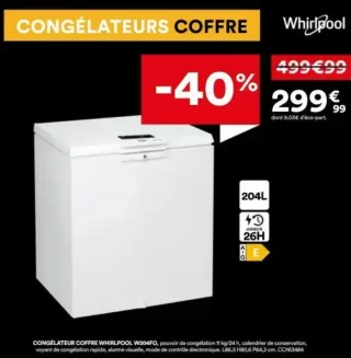 CONGÉLATEUR COFFRE WHIRLPOOL W204FO