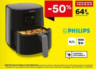 AIRFRYER PHILIPS HD9252/70 NOIR SÉRIE 3000