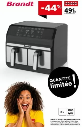 AIRFRYER DOUBLE BAC BRANDT FRIAF2C4